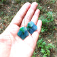 Висящи обеци от синьо-зелена хортензия